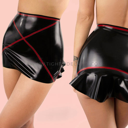 Latex Solid Colour Peekaboo Mini Skirt